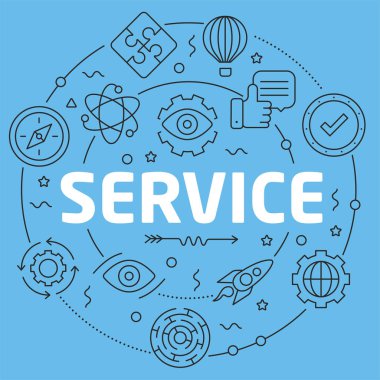 Mavi çizgi düz daire illüstrasyon Servisi