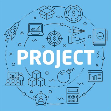 Mavi çizgi düz daire illüstrasyon proje