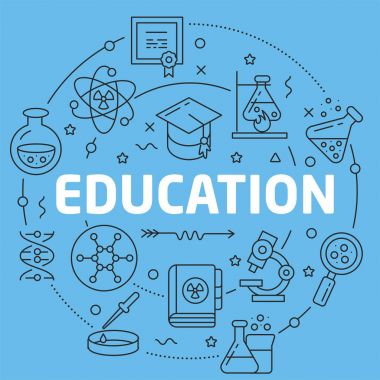 Mavi çizgi düz daire illüstrasyon eğitim
