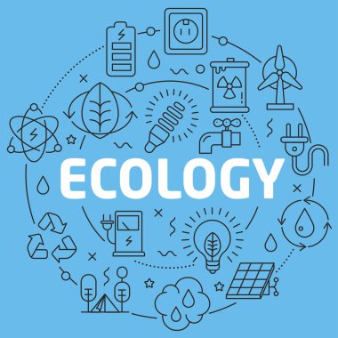 Mavi çizgi düz daire illüstrasyon ekoloji