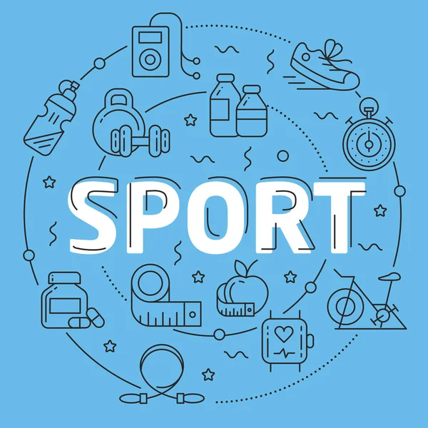 Çizgi düz daire illüstrasyon spor fitness mavi