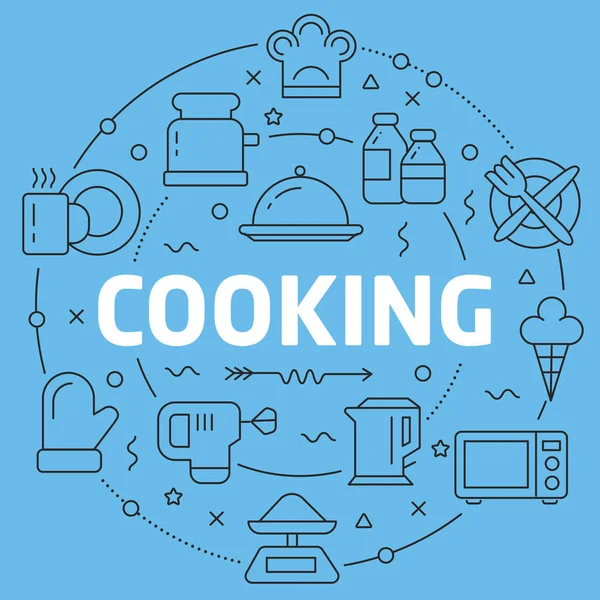 Resimde çizgi düz daire pişirme mavi