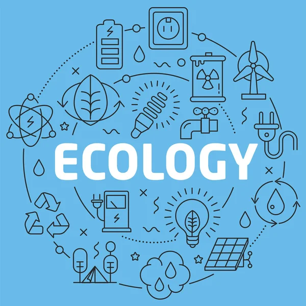 Mavi çizgi düz daire illüstrasyon ekoloji