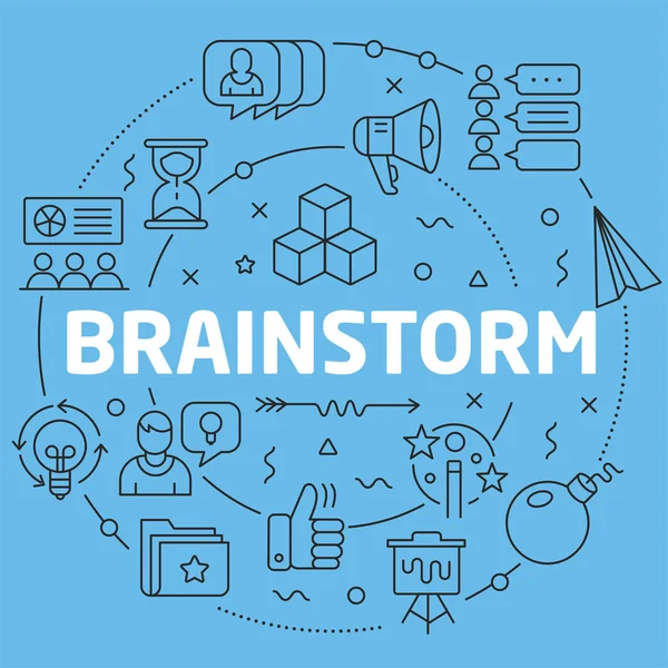 Mavi çizgi düz daire illüstrasyon beyin fırtınası