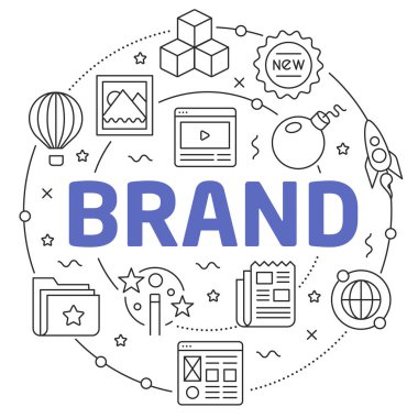 Çizgi düz daire illüstrasyon marka