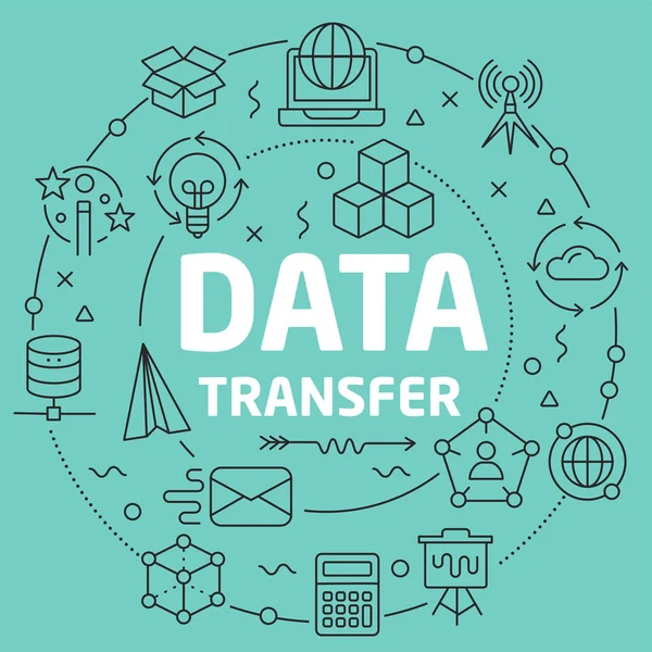 Línea verde Circulo plano ilustración transferencia de datos — Archivo Imágenes Vectoriales