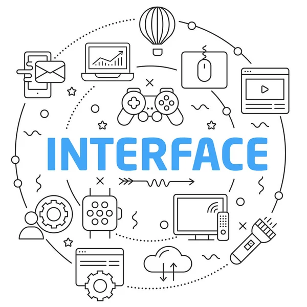 Interfaz de ilustración Line Flat Circle — Archivo Imágenes Vectoriales