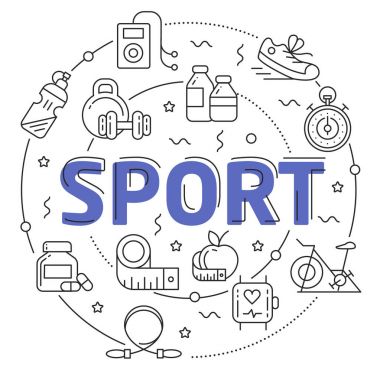 Çizgi düz daire illüstrasyon spor