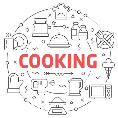 Çizgi düz daire illüstrasyon yemek.