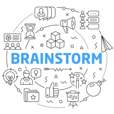 Çizgi düz daire illüstrasyon beyin fırtınası