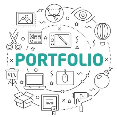 Çizgi düz daire illüstrasyon portföy