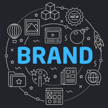 Siyah çizgi düz daire illüstrasyon marka