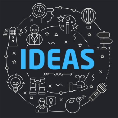 Siyah çizgi düz daire illüstrasyon fikirler