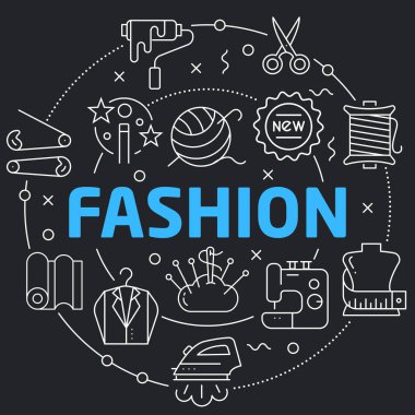 Siyah çizgi düz daire illüstrasyon moda