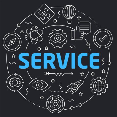 Siyah çizgi düz daire illüstrasyon Servisi