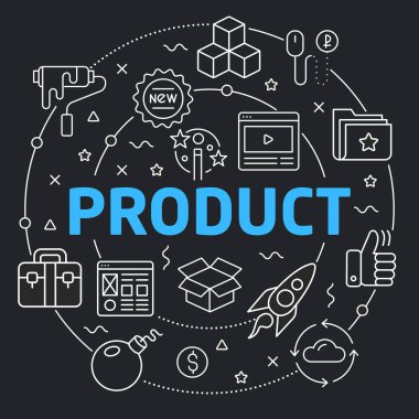 Siyah çizgi düz daire illüstrasyon ürün