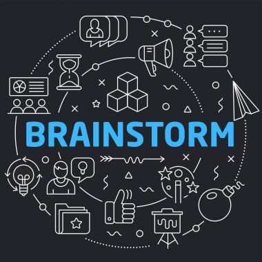 Siyah çizgi düz daire illüstrasyon beyin fırtınası