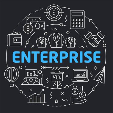 Siyah çizgi düz daire illüstrasyon kurumsal