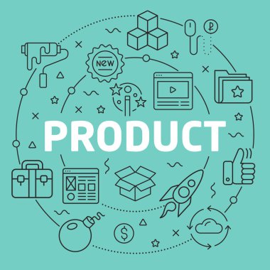 Yeşil hat düz daire illüstrasyon ürün