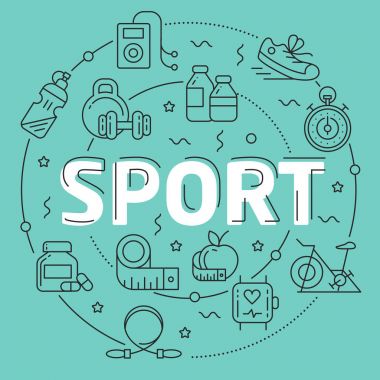 Yeşil hat düz daire illüstrasyon spor