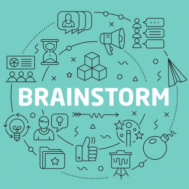 Yeşil hat düz daire illüstrasyon beyin fırtınası