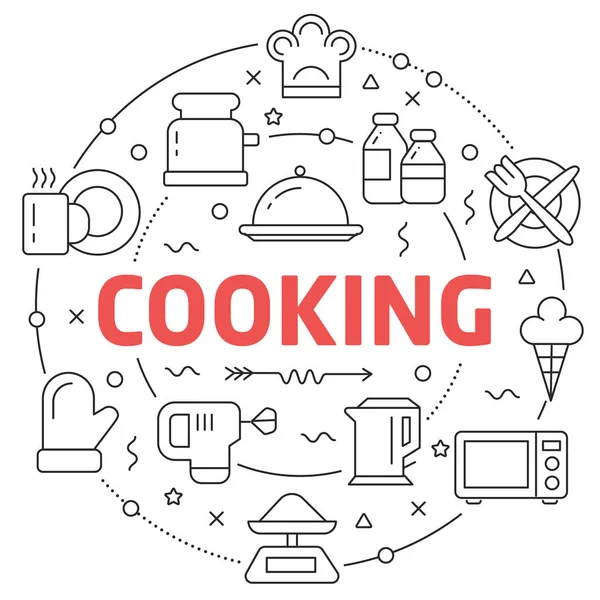 Çizgi düz daire illüstrasyon yemek.