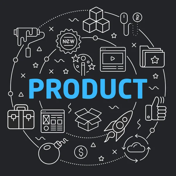 Siyah çizgi düz daire illüstrasyon ürün