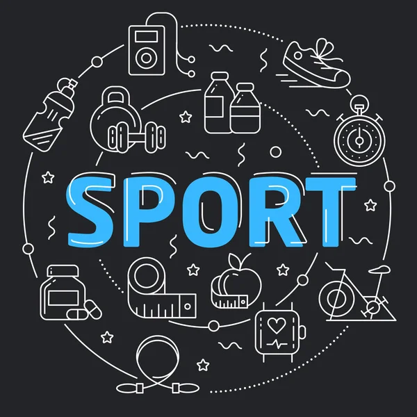 Siyah çizgi düz daire illüstrasyon spor