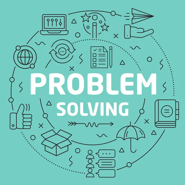 Línea verde Círculo plano ilustración solución de problemas — Vector de stock