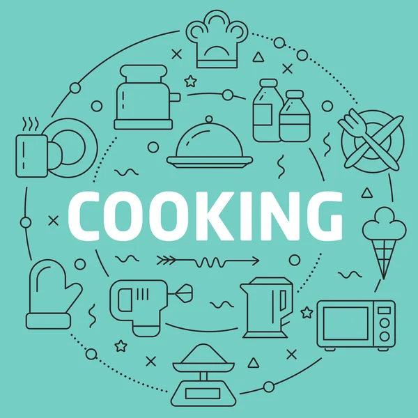 Yeşil hat düz daire illüstrasyon pişirme