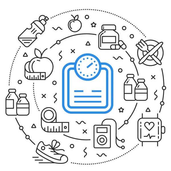 行円フラット図フィットネス スポーツ — ストックベクタ