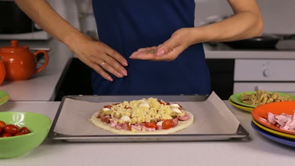 Herstellung Pizza Rezept Teil 16 — Stockvideo