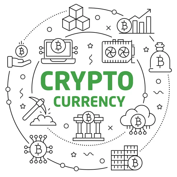 Kreis veranschaulicht Geschäft mit Kryptowährungen Bitcoin — Stockvektor