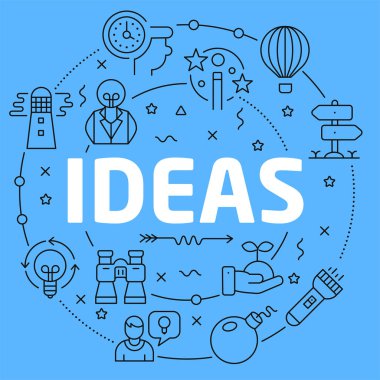 Fikirler mavi çizgiler çizim