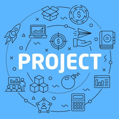 Proje mavi çizgiler çizim için prsentation