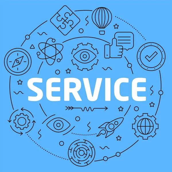 Service blauwe lijnen illustratie voor prsentation — Stockvector