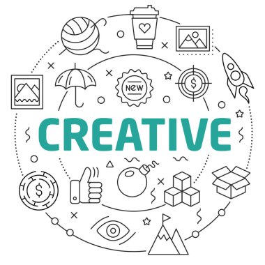 Yaratıcı doğrusal illüstrasyon slayt sunum için