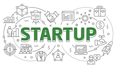 Doğrusal illüstrasyon slayt sunu başlangıç için