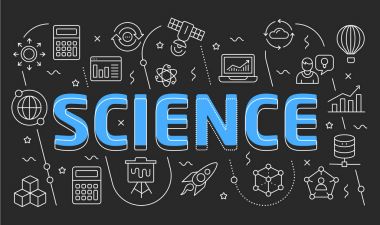Doğrusal illüstrasyon slayt sunu bilim için