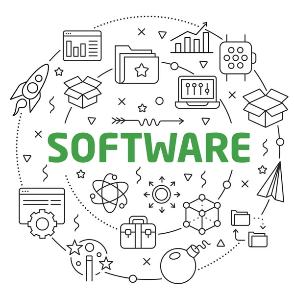 Software Slide ilustração linear para a apresentação — Vetor de Stock