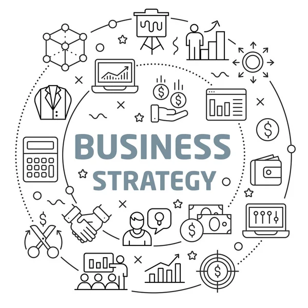 Strategia aziendale Slider illustrazione lineare per la presentazione — Vettoriale Stock