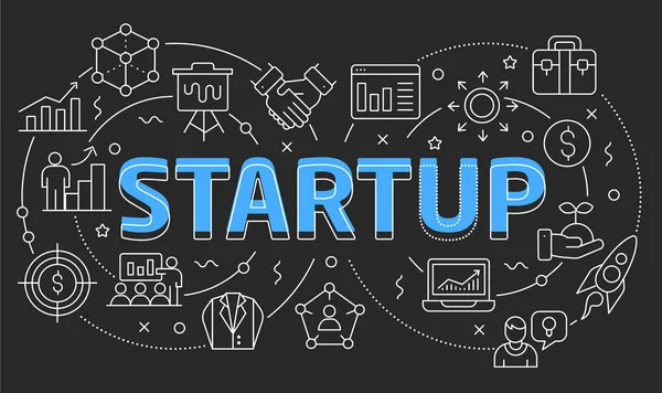 Lineare Illustrationsfolie für das Präsentationsstartup — Stockvektor