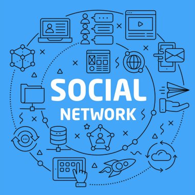 Doğrusal illüstrasyon sosyal ağ