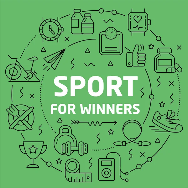 Deporte de ilustración lineal para los ganadores — Vector de stock