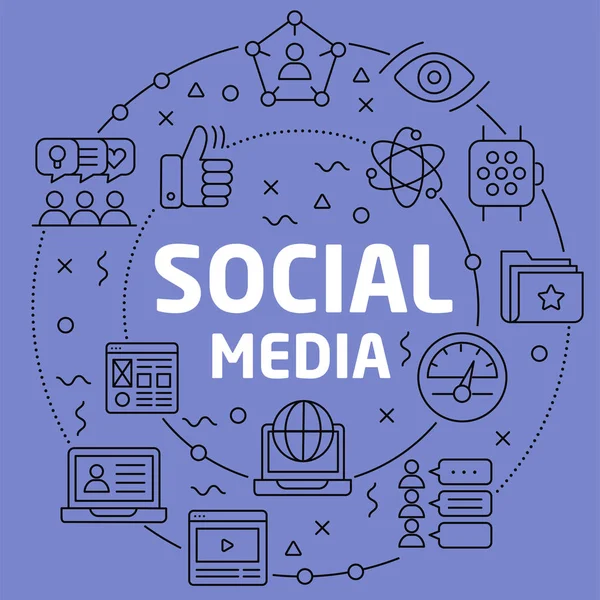 Ilustracja liniowa mediów społecznościowych — Wektor stockowy