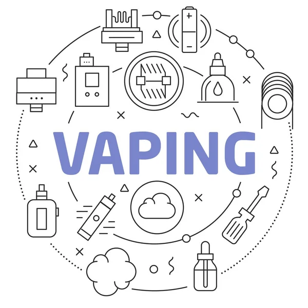 Linjär illustration vaping — Stock vektor