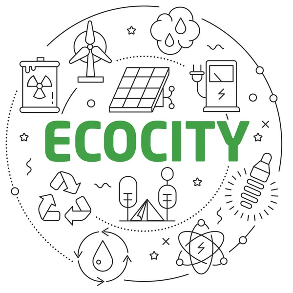 Líneas de ilustración ecocity — Vector de stock