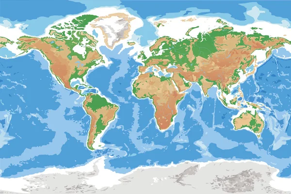 地球详细地形世界的物理地图 — 图库矢量图片