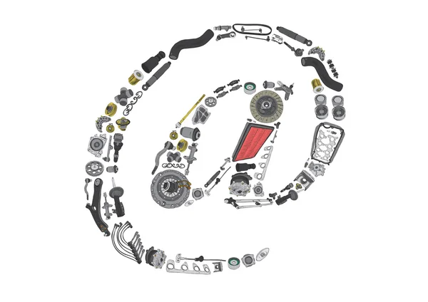 Иконка с автомобильными запчастями для собак или электронной почты — стоковое фото