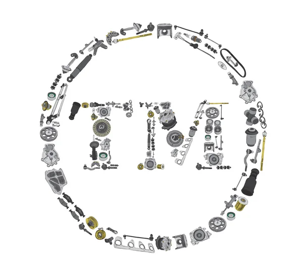 Trade Mark icone med bildelar för bil — Stockfoto